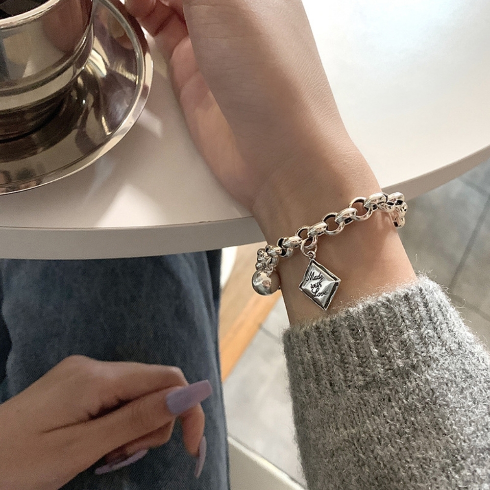 NEW 925 STERLING SILVER ENGLISH SQUARE BRACELET - Picture 2 of 4